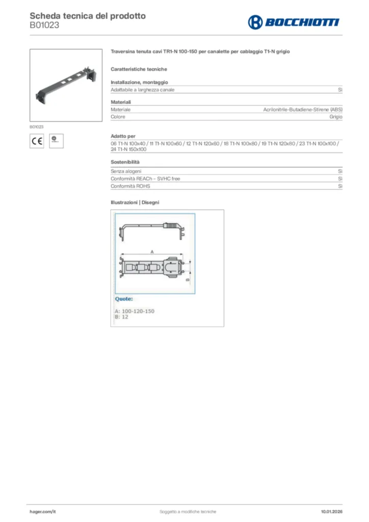 Immagine Bocchiotti Scheda tecnica del prodotto B01023 | Hager Italia