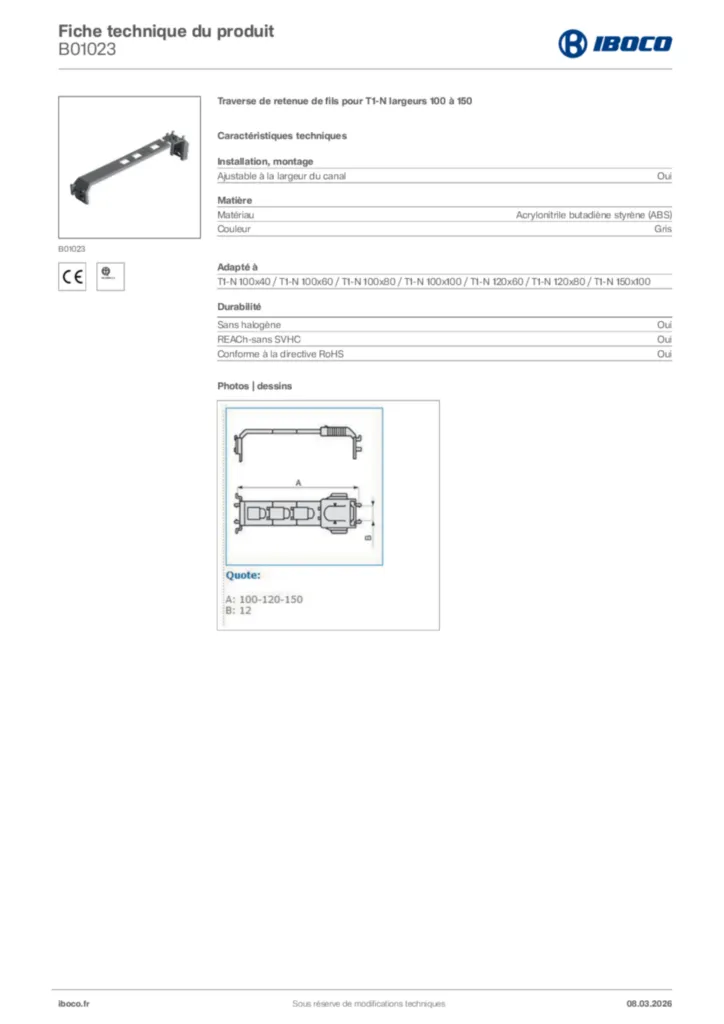 Image Iboco Fiche technique du produit B01023 | Hager France