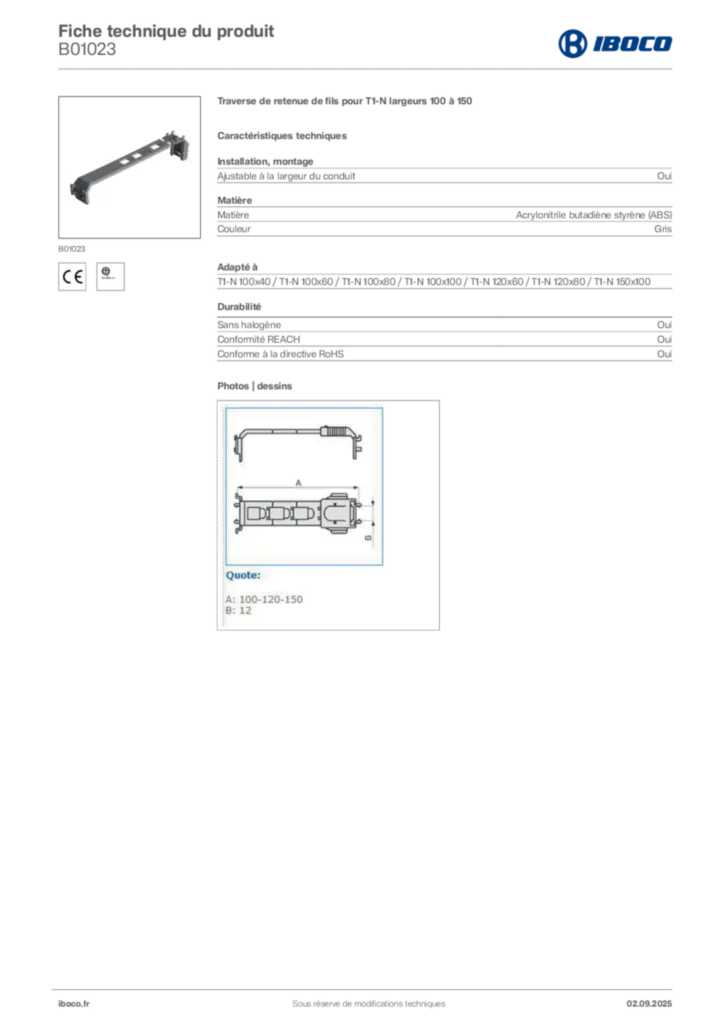 Image Iboco Fiche technique du produit B01023 | Hager France