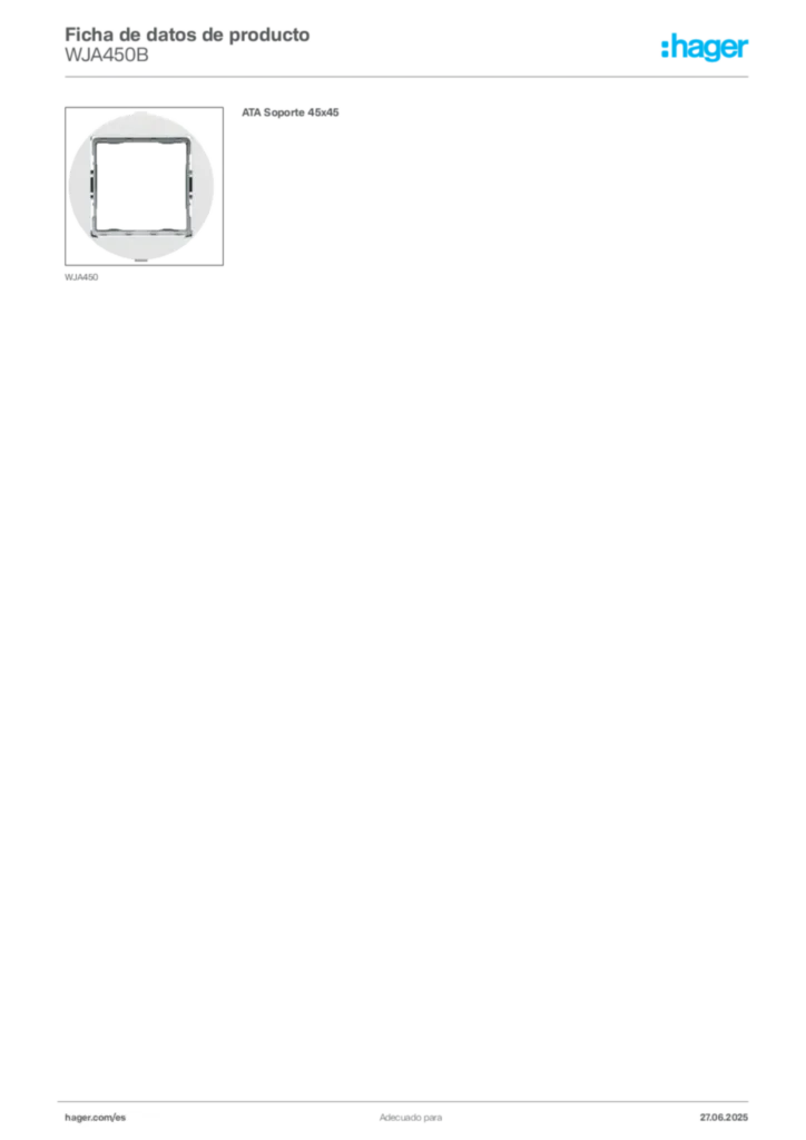 Imagen Hager Ficha de datos de producto WJA450B | Hager España