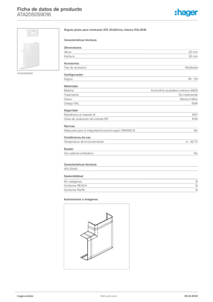 Imagen Hager Ficha de datos de producto ATA205059016 | Hager España