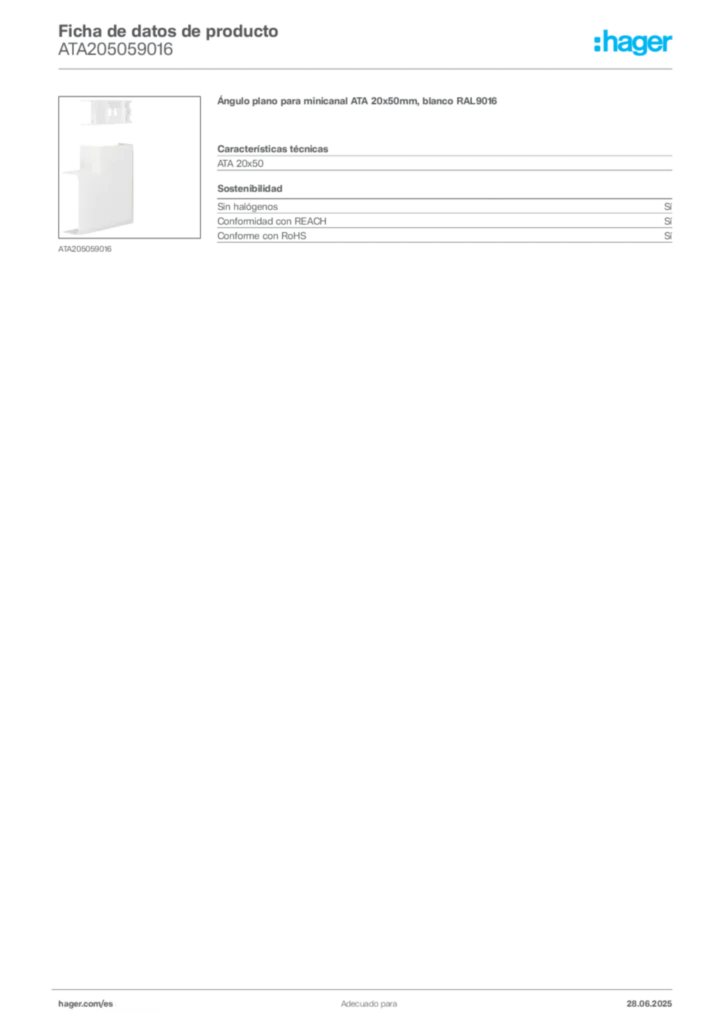 Imagen Hager Ficha de datos de producto ATA205059016 | Hager España