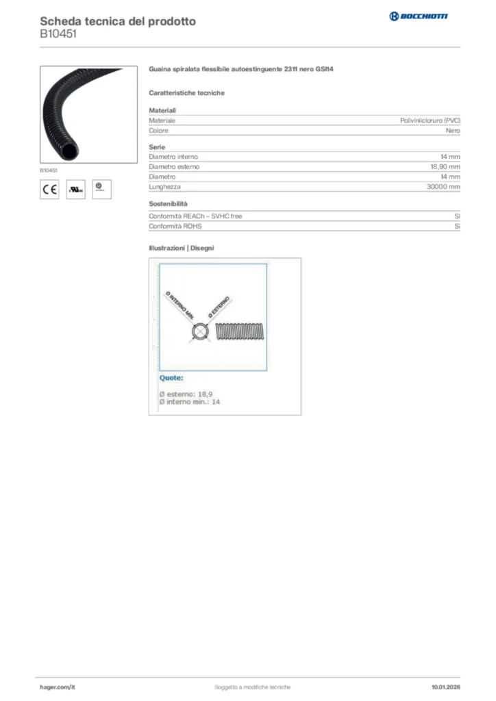 Immagine Bocchiotti Scheda tecnica del prodotto B10451 | Hager Italia