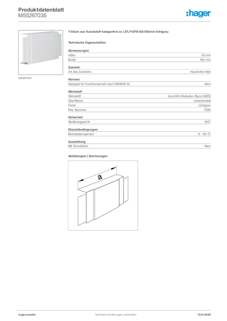 Bild Hager Produktdatenblatt M55267035 | Hager Deutschland
