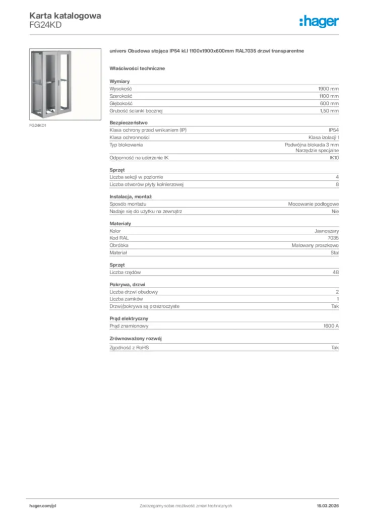 Zdjęcie Hager Karta katalogowa FG24KD | Hager Polska