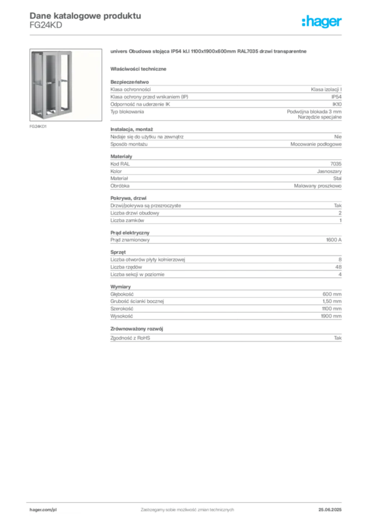 Zdjęcie Hager Karta katalogowa FG24KD | Hager Polska