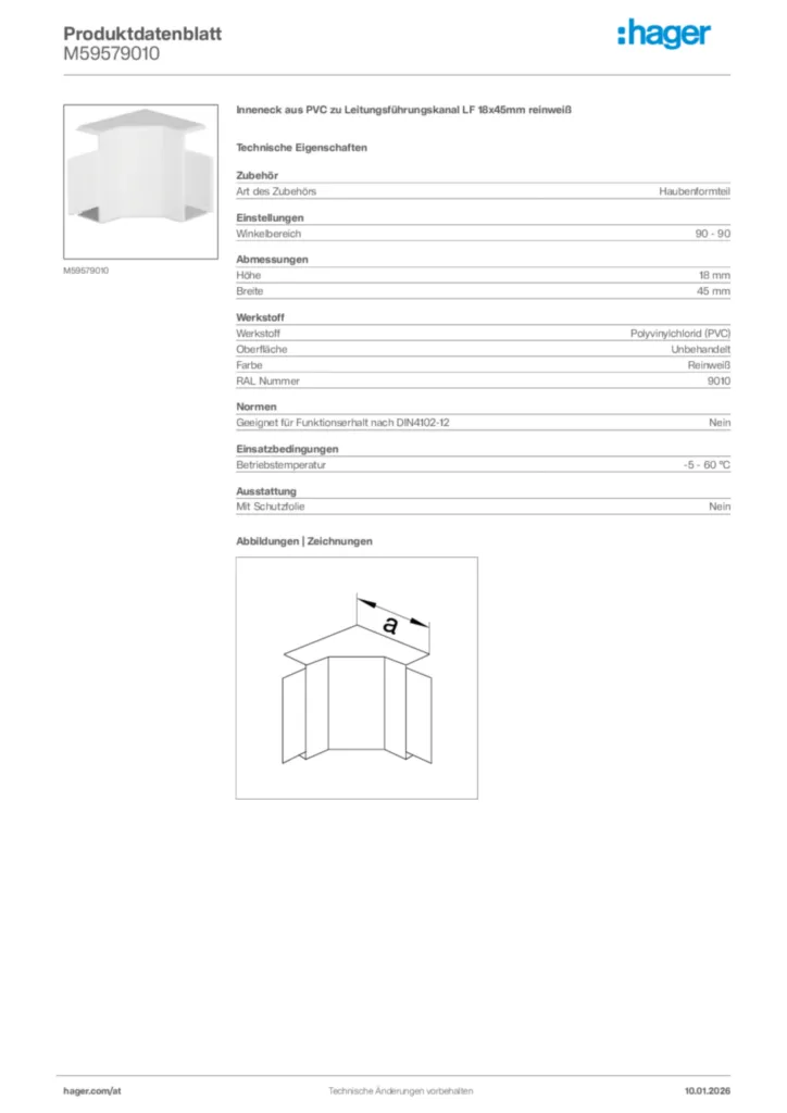 Bild Hager Produktdatenblatt M59579010 | Hager Deutschland