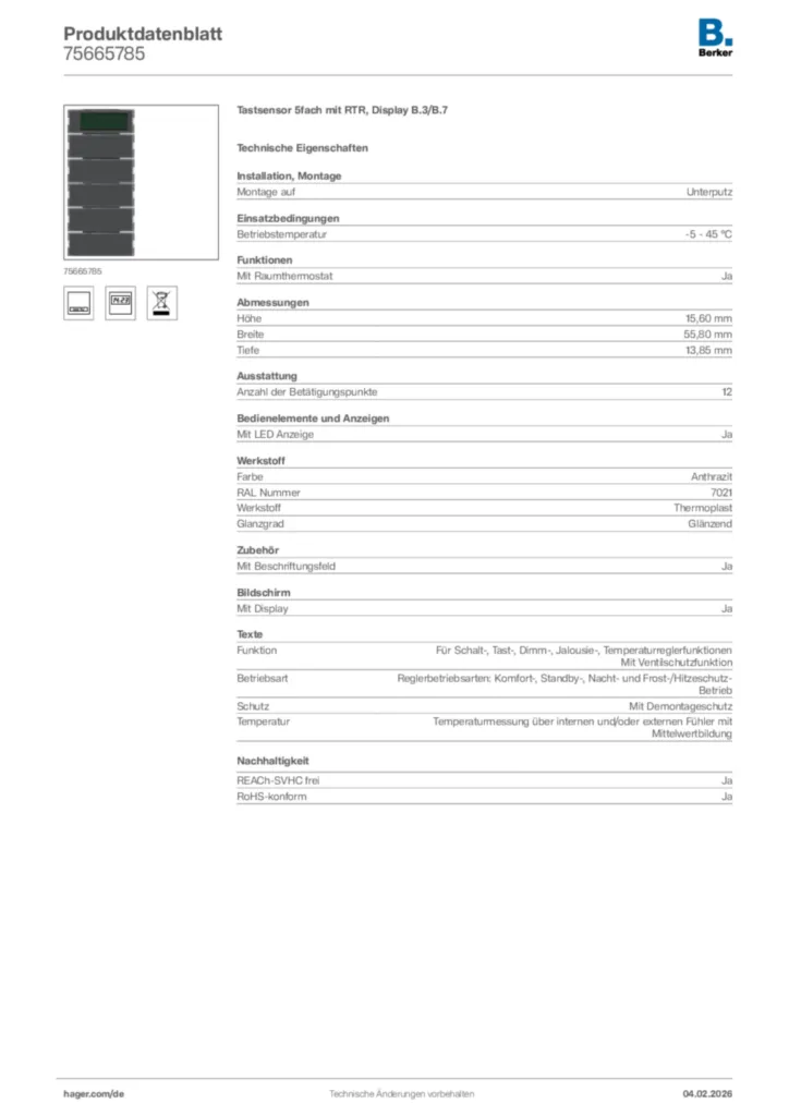Berker Produktdatenblatt 75665785