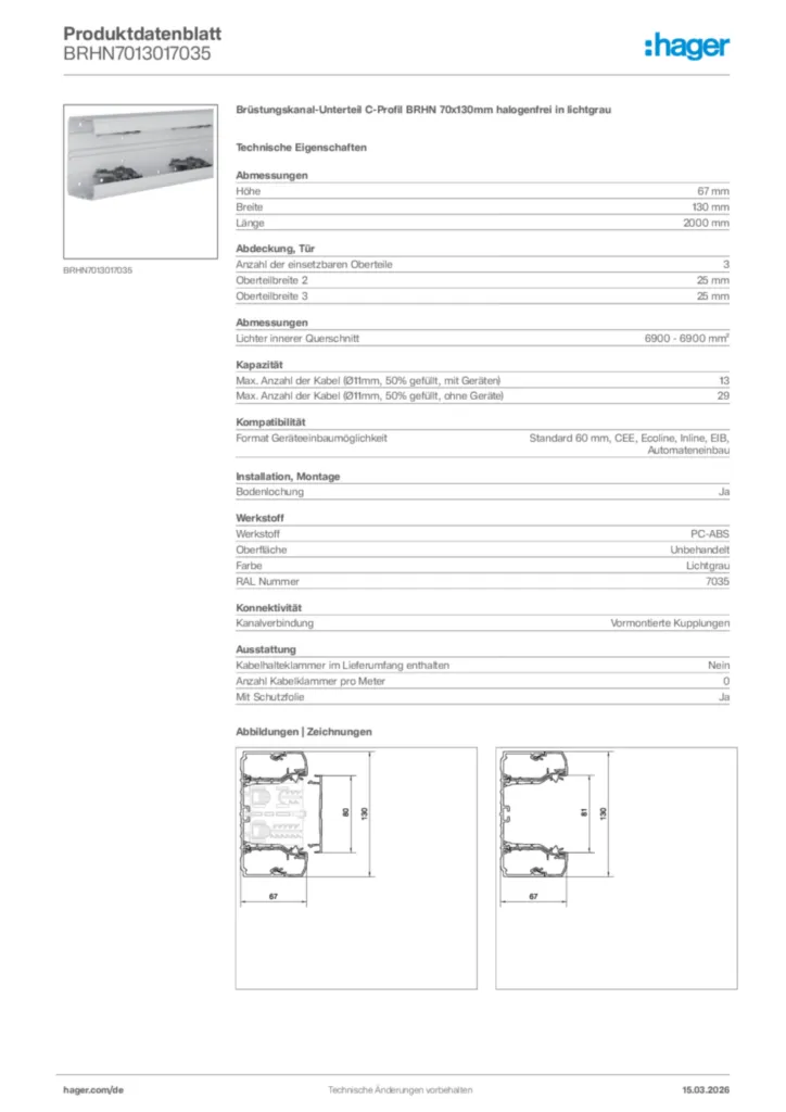 Bild Hager Produktdatenblatt BRHN7013017035 | Hager Deutschland