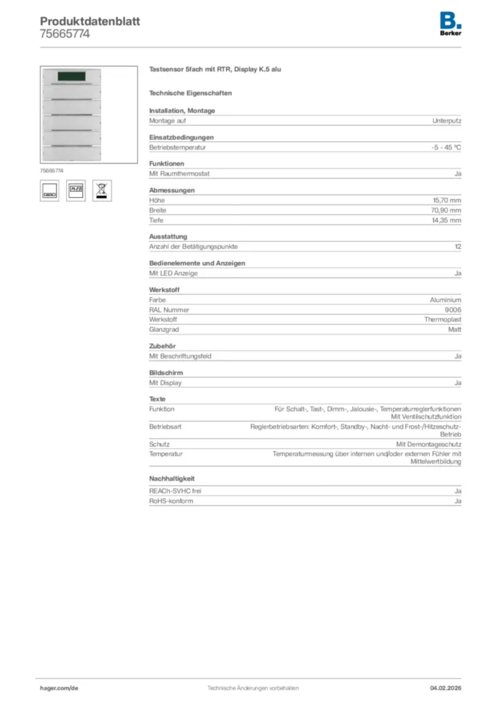 Berker Produktdatenblatt 75665774