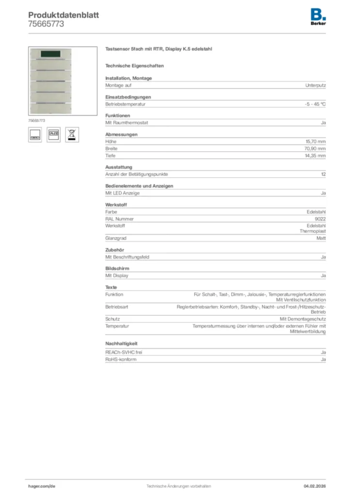 Berker Produktdatenblatt 75665773