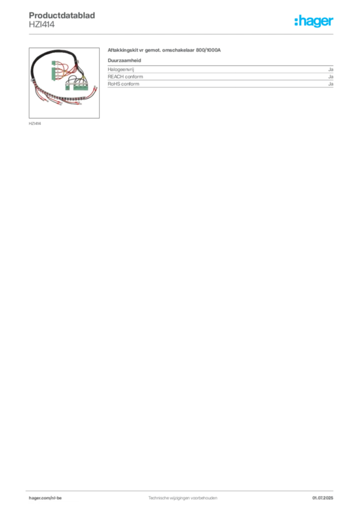 Afbeelding Hager Productdatablad HZI414 | Hager Belgium