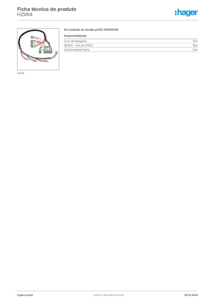 Imagem Hager Ficha técnica do produto HZI414 | Hager Portugal