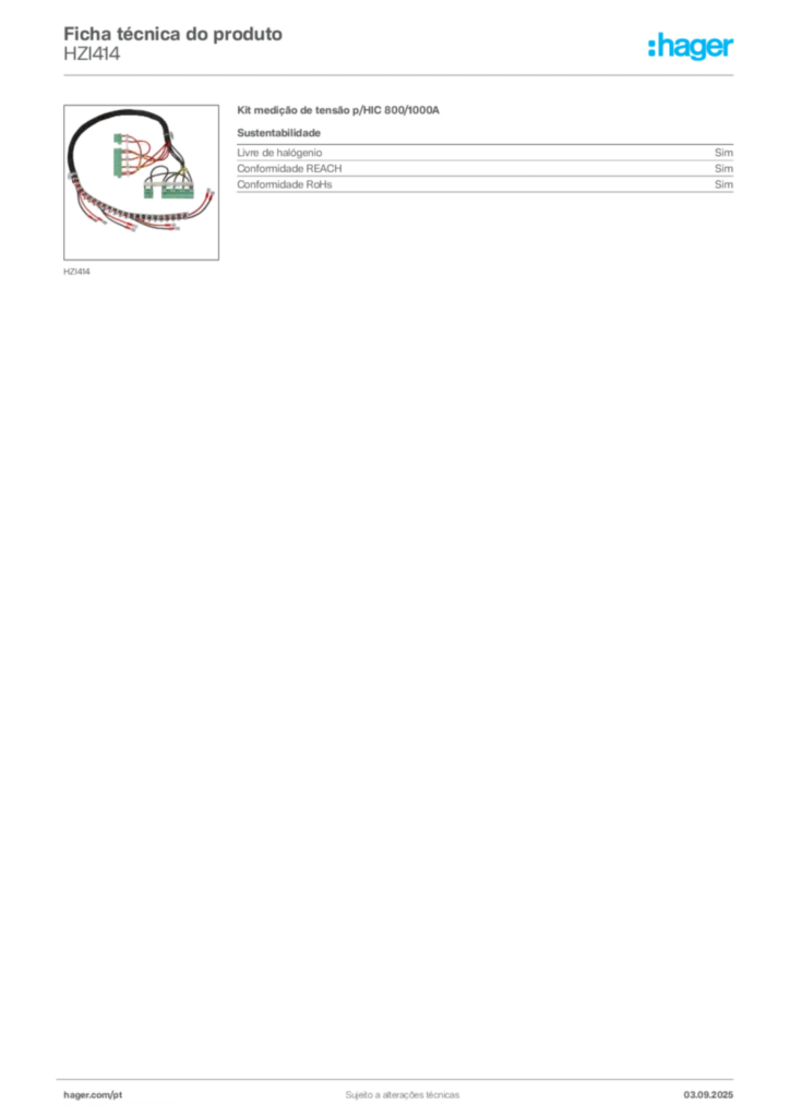 Imagem Hager Ficha técnica do produto HZI414 | Hager Portugal