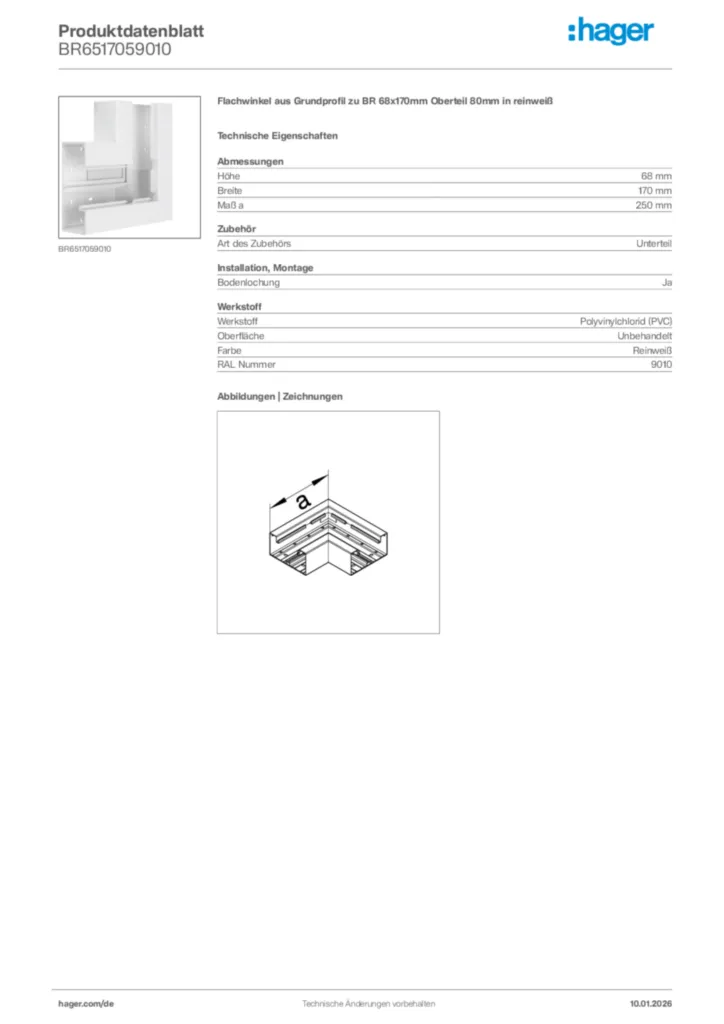 Bild Hager Produktdatenblatt BR6517059010 | Hager Deutschland