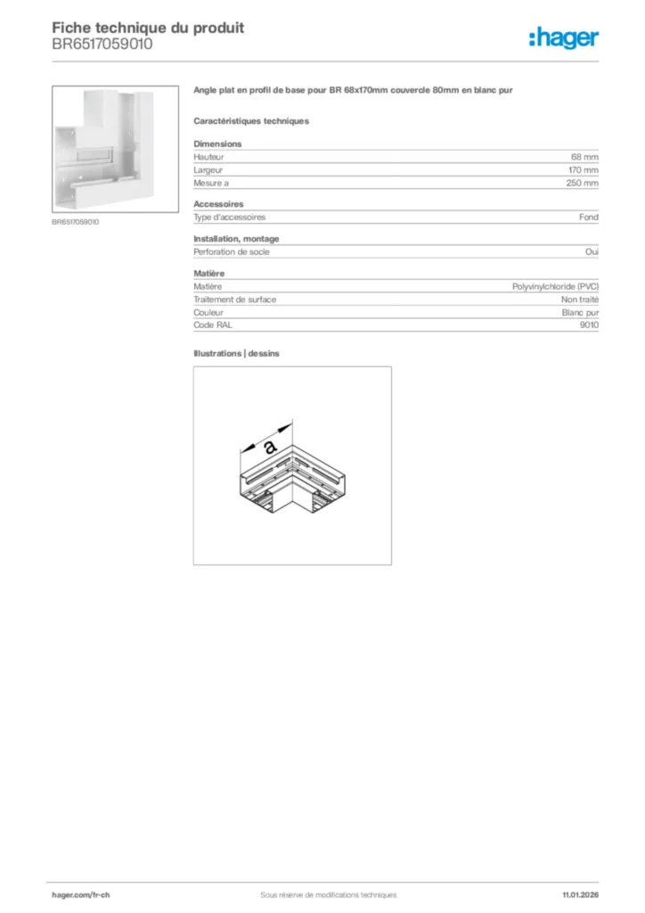 Image Hager Fiche technique du produit BR6517059010 | Hager Suisse