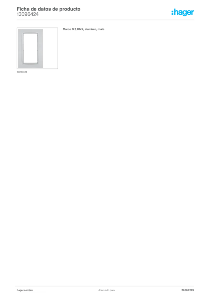 Imagen Hager Ficha de datos de producto 13096424 | Hager España