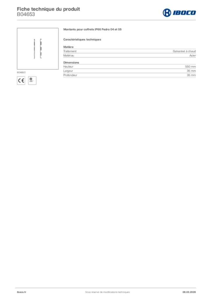 Image Iboco Fiche technique du produit B04653 | Hager France