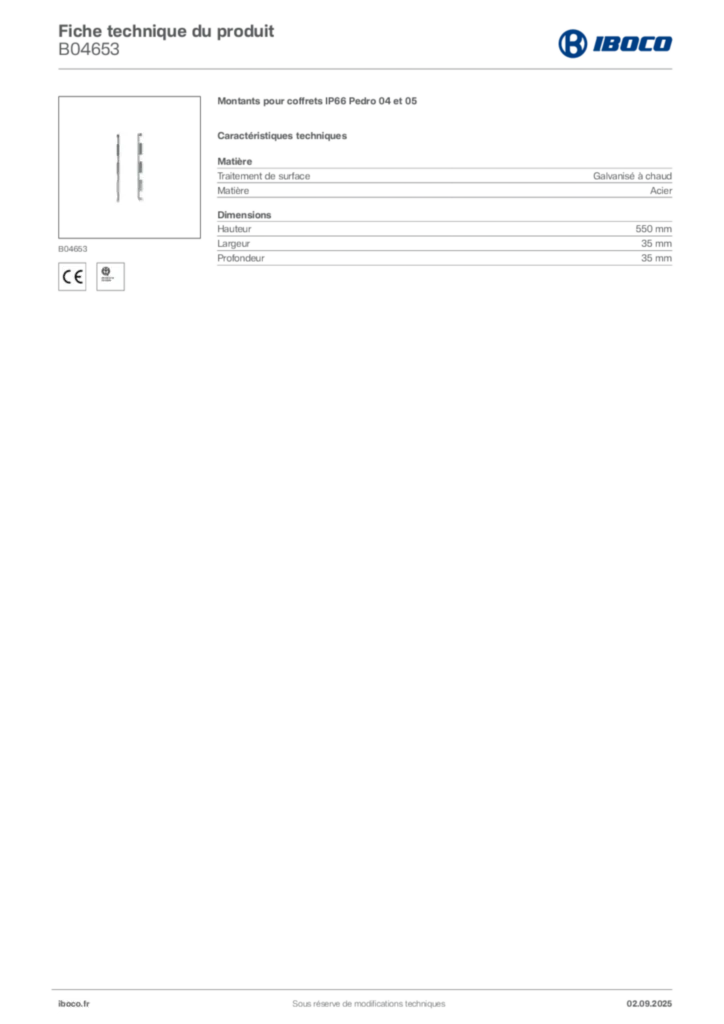 Image Iboco Fiche technique du produit B04653 | Hager France