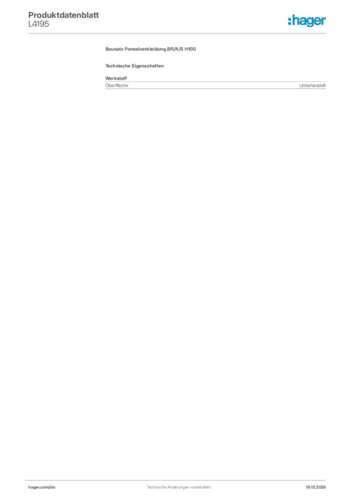 Bild Hager Produktdatenblatt L4195 | Hager Deutschland