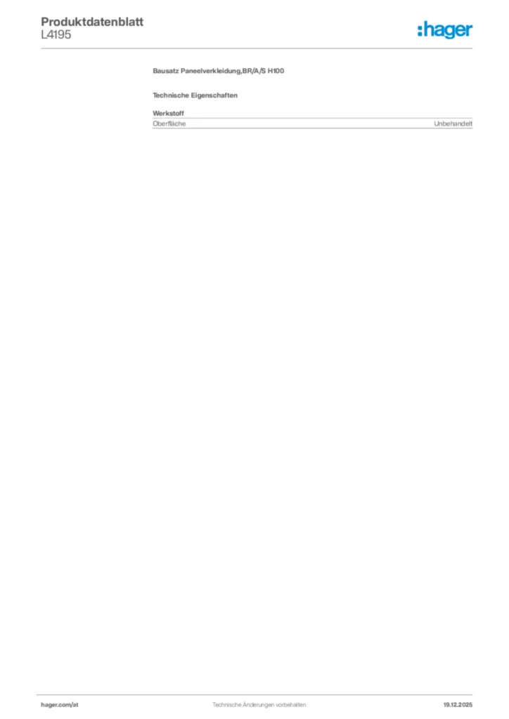 Bild Hager Produktdatenblatt L4195 | Hager Deutschland