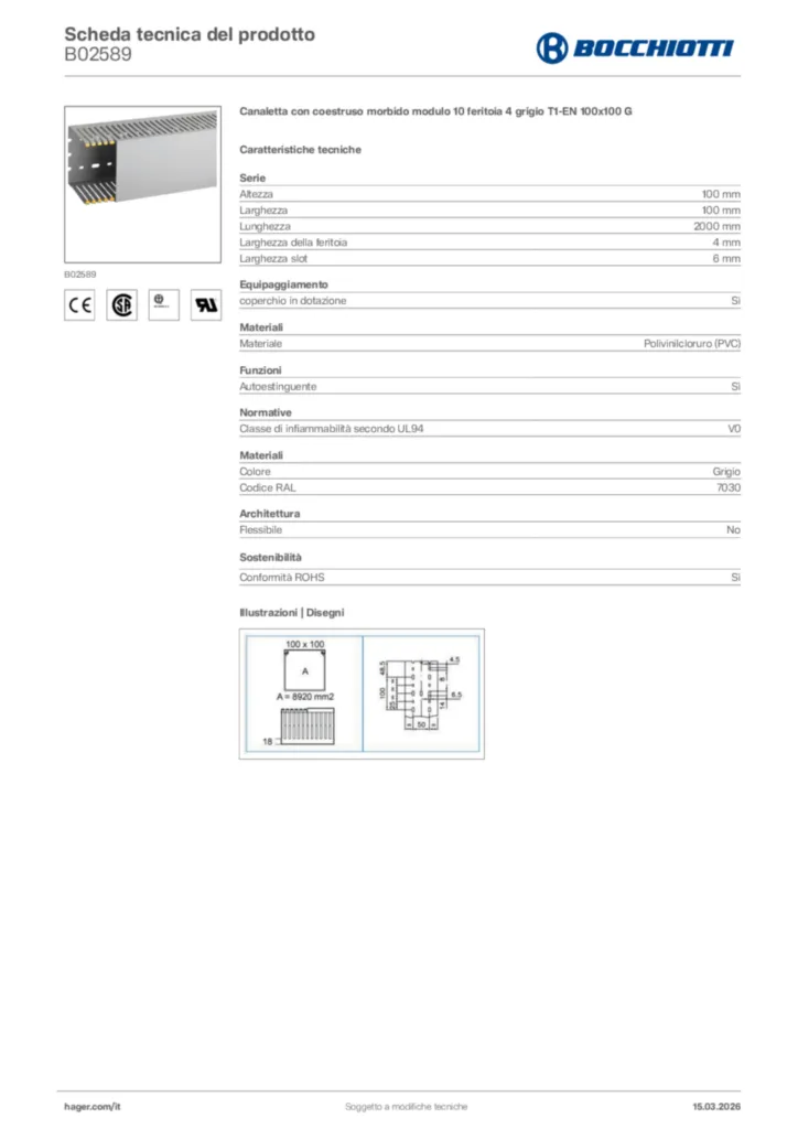 Immagine Bocchiotti Scheda tecnica del prodotto B02589 | Hager Italia