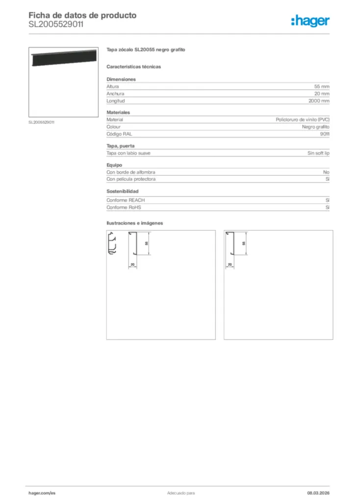 Imagen Hager Ficha de datos de producto SL2005529011 | Hager España