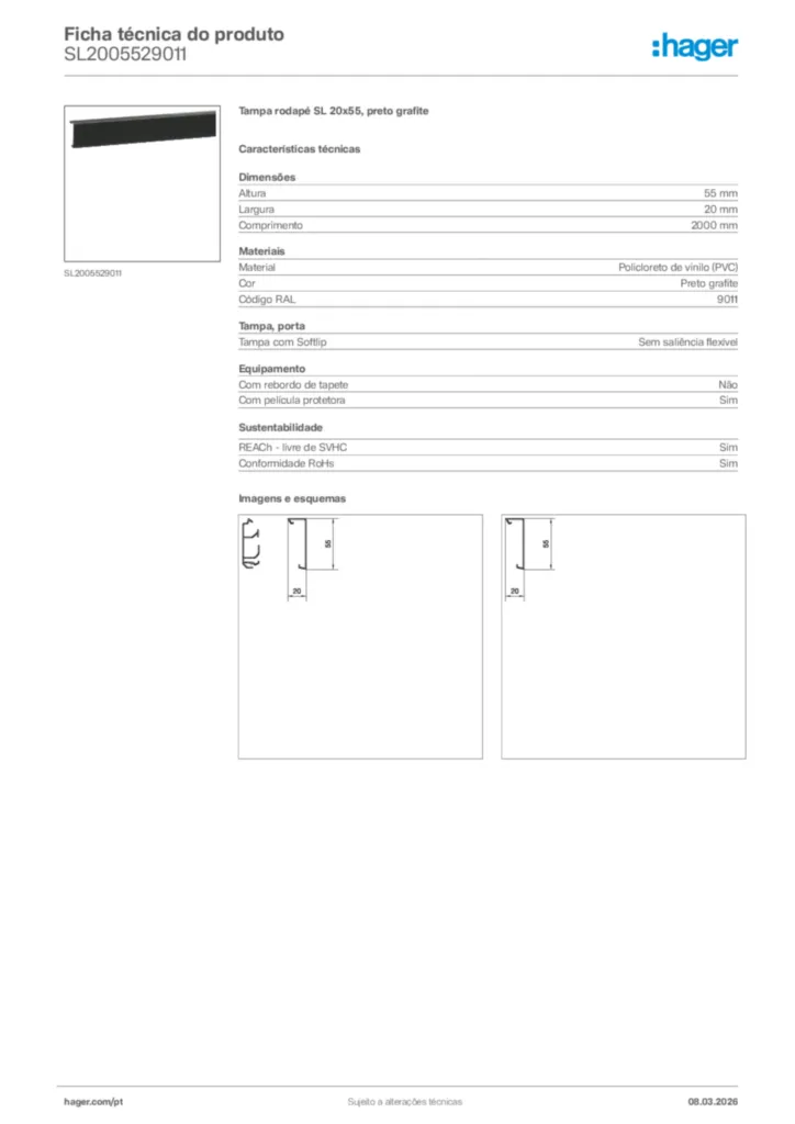 Imagem Hager Ficha técnica do produto SL2005529011 | Hager Portugal