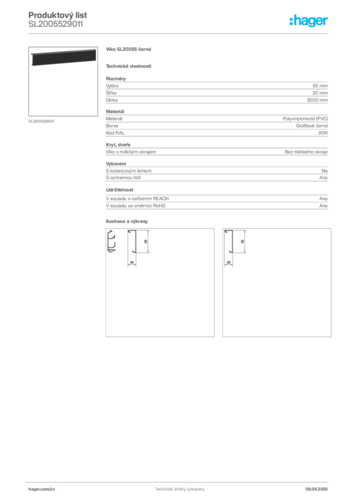 Obrázek Hager Produktový list SL2005529011 | Hager