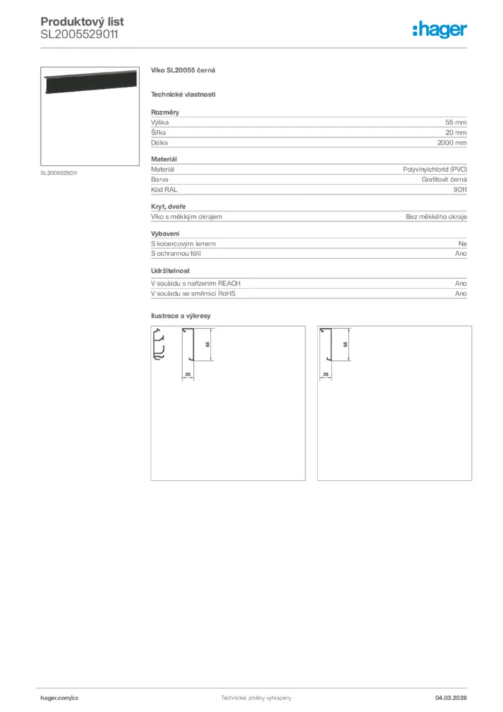 Obrázek Hager Product data sheet SL2005529011 | Hager