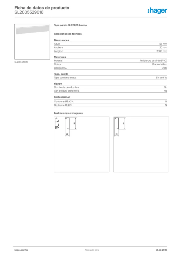 Imagen Hager Ficha de datos de producto SL2005529016 | Hager España