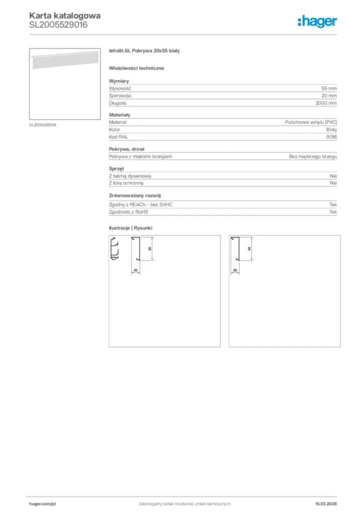 Zdjęcie Hager Karta katalogowa SL2005529016 | Hager Polska