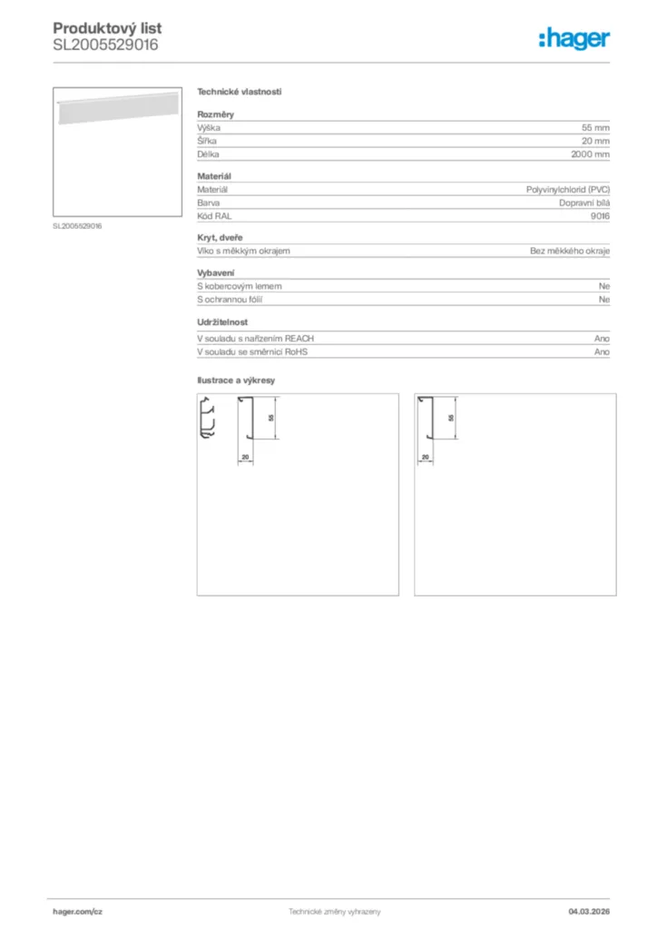 Obrázek Hager Product data sheet SL2005529016 | Hager