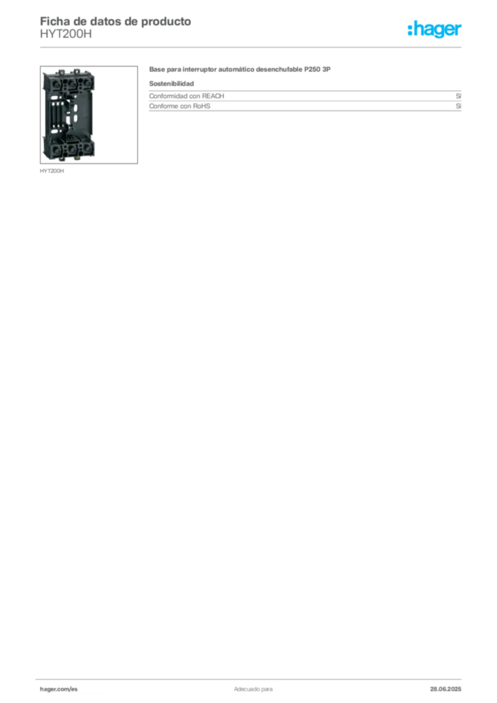 Imagen Hager Ficha de datos de producto HYT200H | Hager España