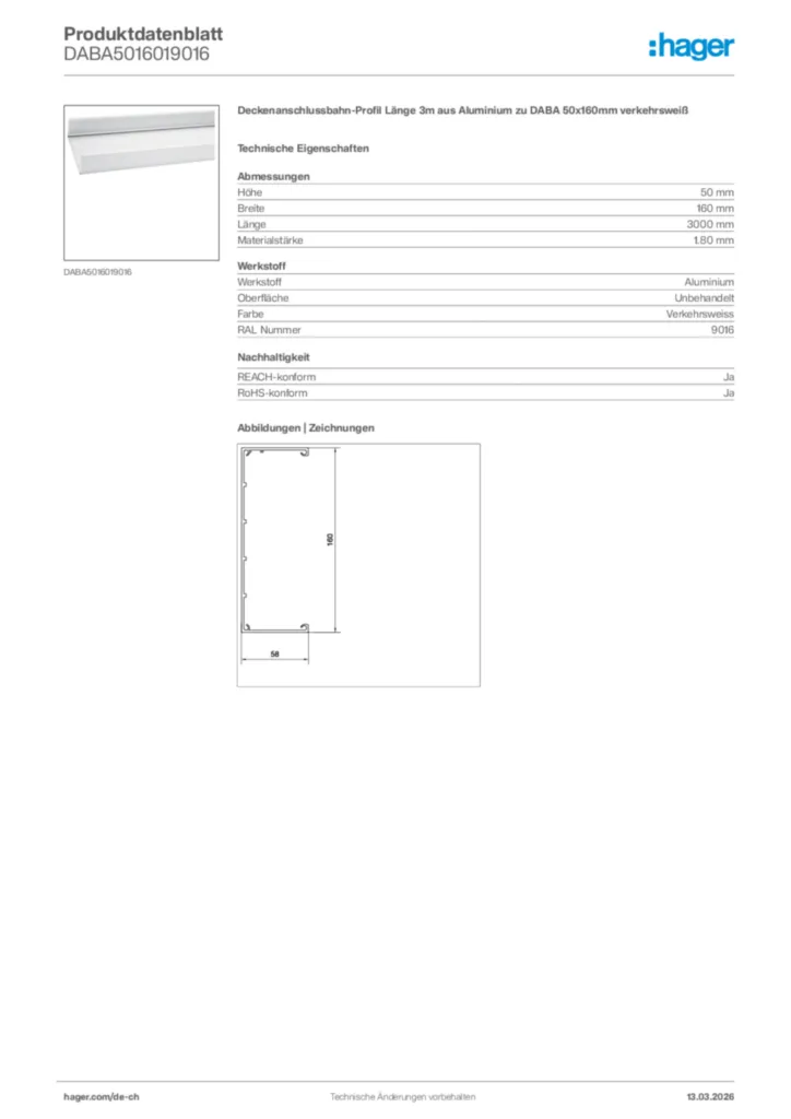Bild Hager Produktdatenblatt DABA5016019016 | Hager Schweiz