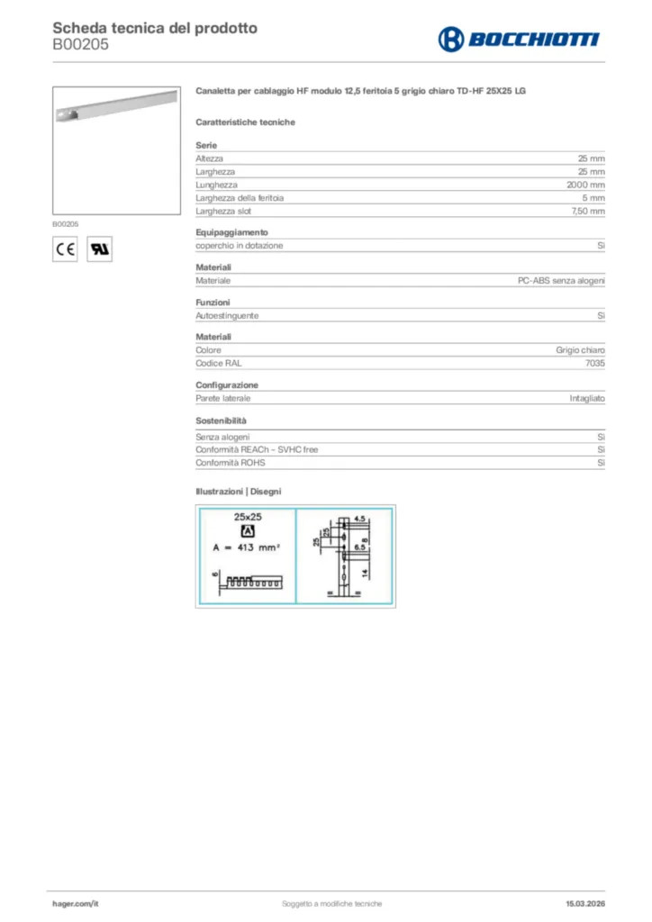 Immagine Bocchiotti Scheda tecnica del prodotto B00205 | Hager Italia