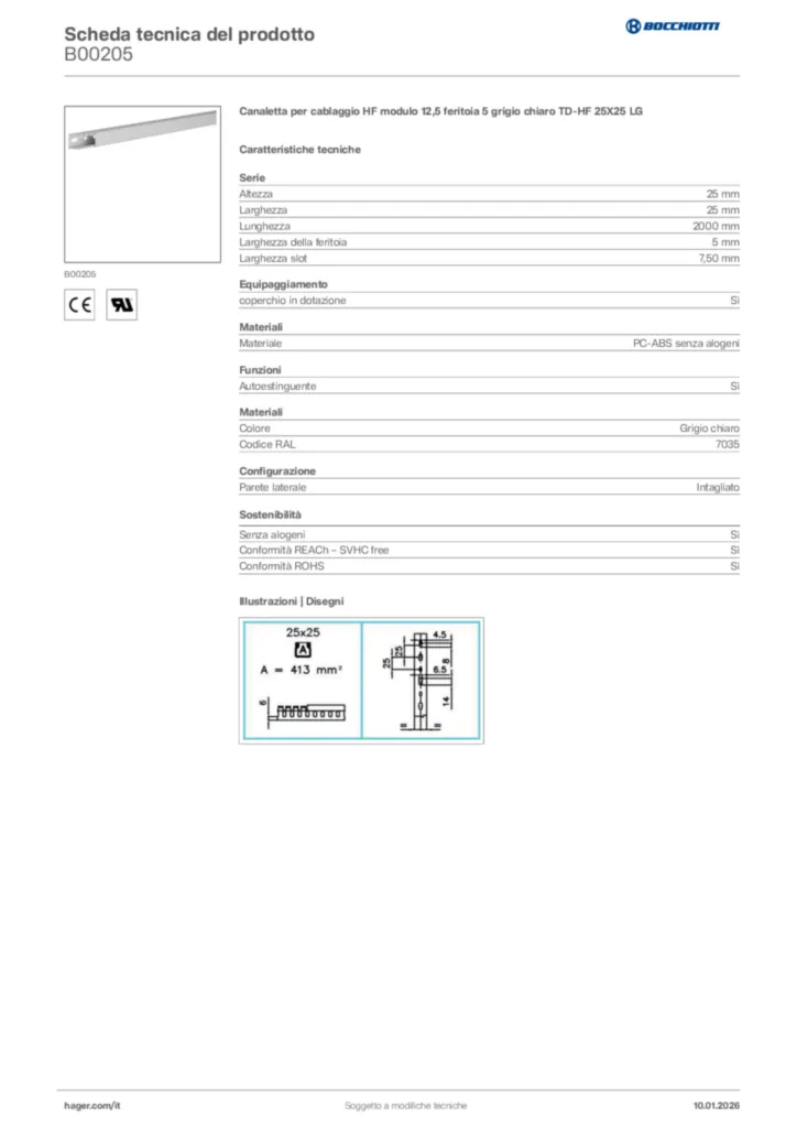 Immagine Bocchiotti Scheda tecnica del prodotto B00205 | Hager Italia