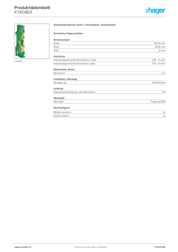 Bild Hager Produktdatenblatt KYA04E4 | Hager Schweiz