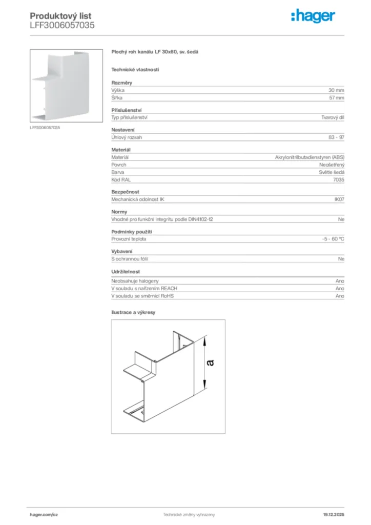 Obrázek Hager Produktový list LFF3006057035 | Hager