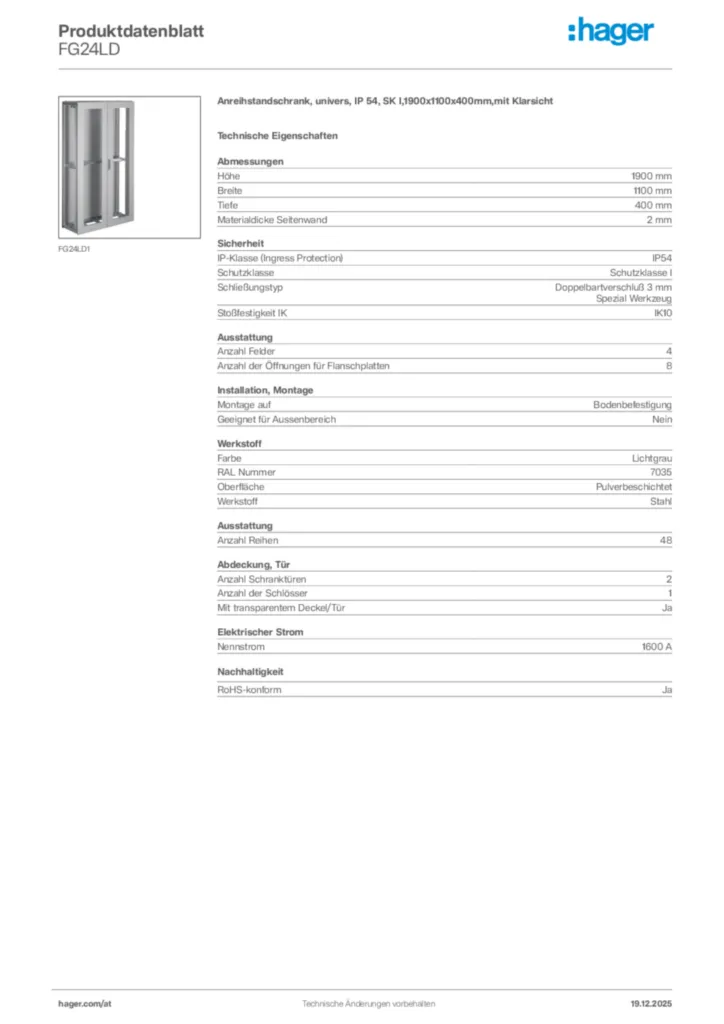 Bild Hager Produktdatenblatt FG24LD | Hager Deutschland
