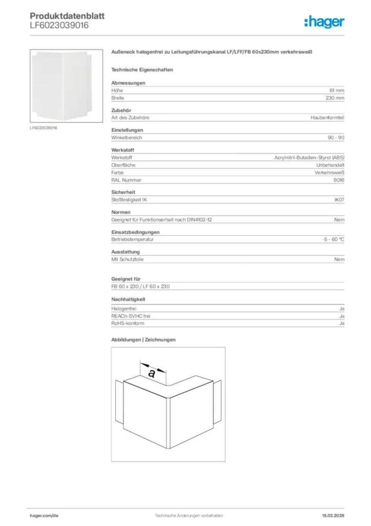 Bild Hager Produktdatenblatt LF6023039016 | Hager Deutschland