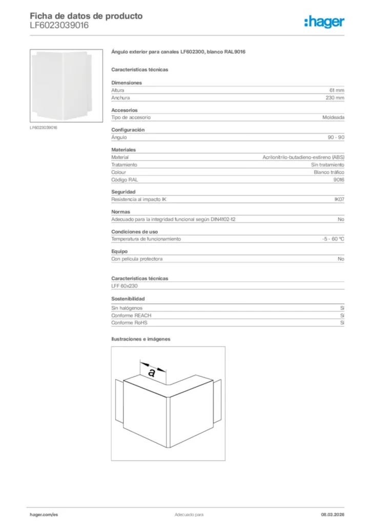 Imagen Hager Ficha de datos de producto LF6023039016 | Hager España