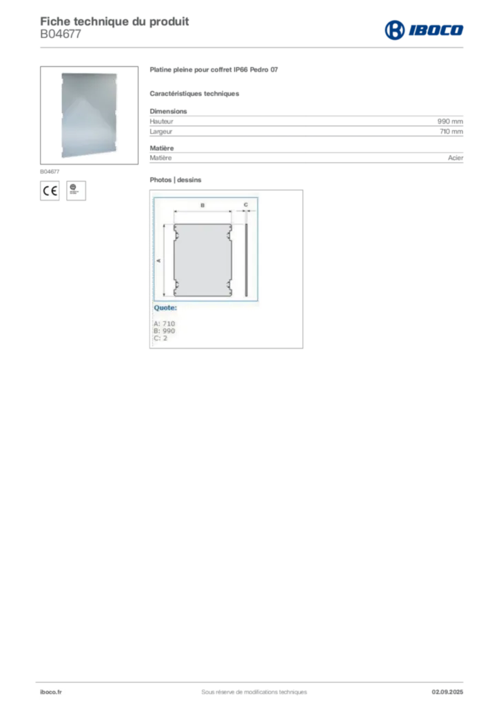 Image Iboco Fiche technique du produit B04677 | Hager France