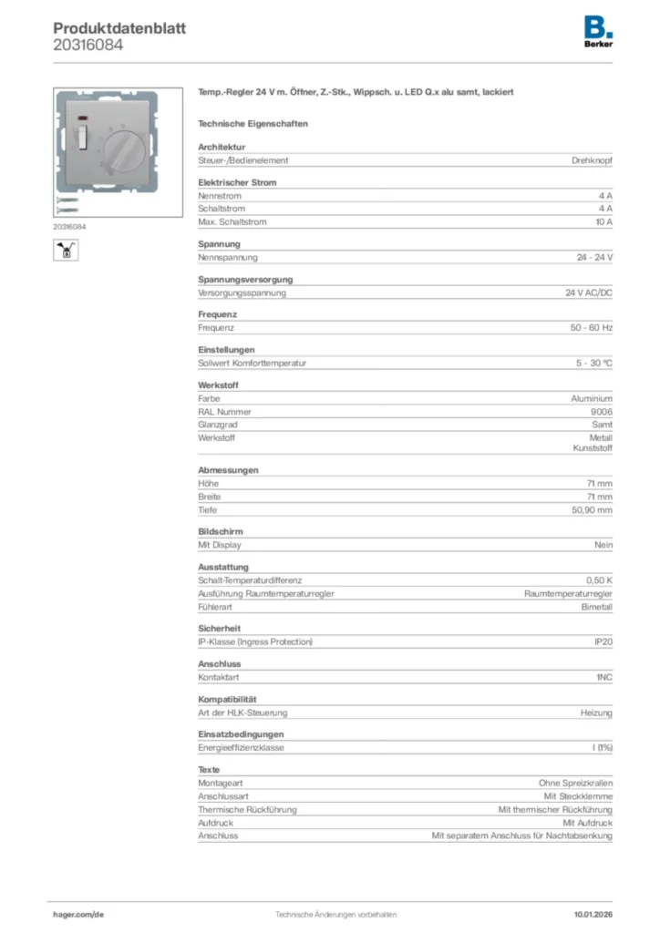 Bild Berker Produktdatenblatt 20316084 | Hager Deutschland