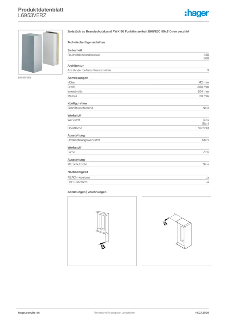 Bild Hager Produktdatenblatt L6953VERZ | Hager Schweiz
