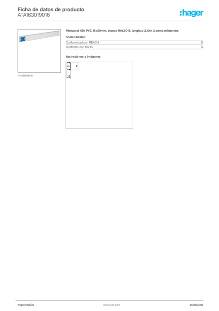 Imagen Hager Ficha de datos de producto ATA163019016 | Hager España