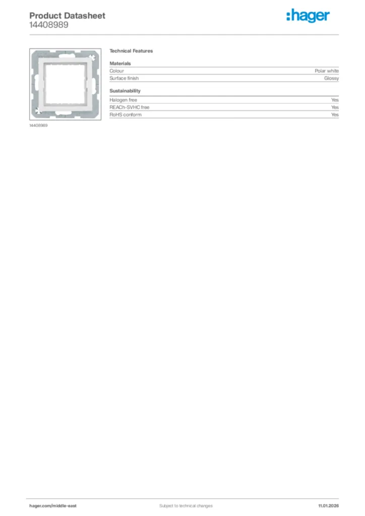 Image Hager Product data sheet 14408989  | Hager
