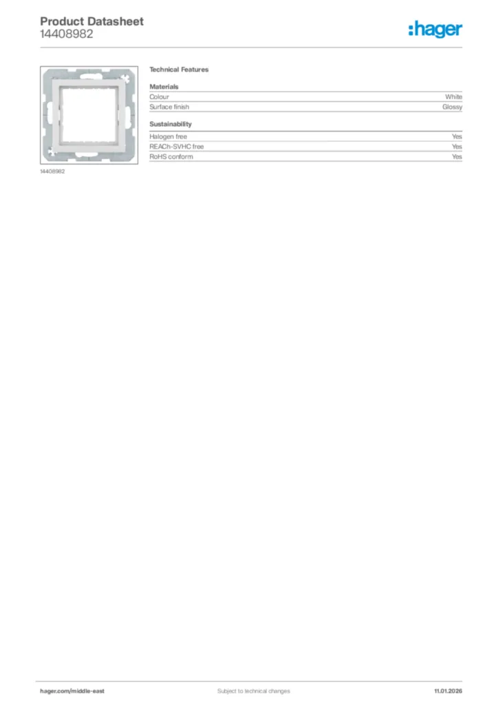 Image Hager Product data sheet 14408982  | Hager