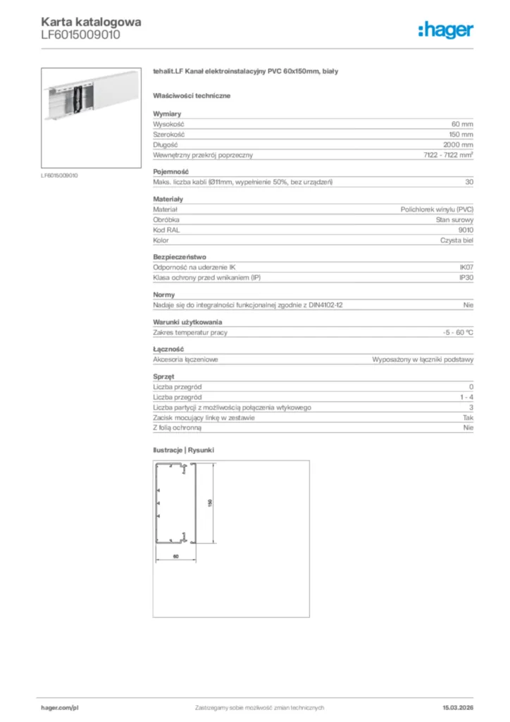 Zdjęcie Hager Karta katalogowa LF6015009010 | Hager Polska