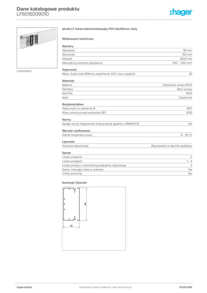 Zdjęcie Hager Karta katalogowa LF6015009010 | Hager Polska